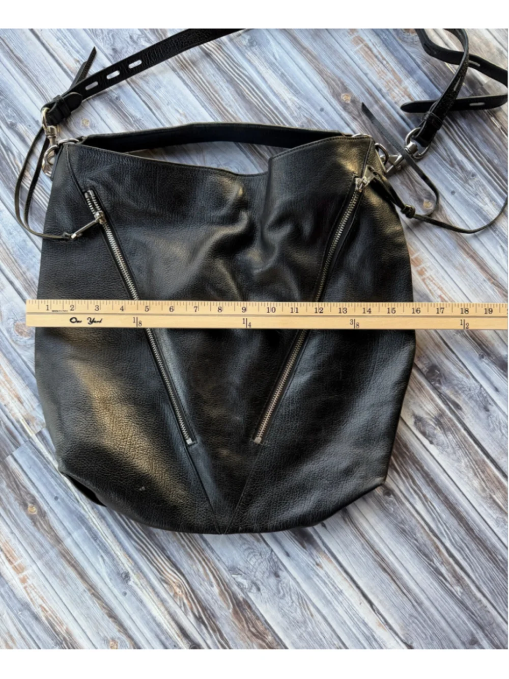 Rebecca Minkoff Moto hobo bucket bag black pebbled Leather purse  Hobo